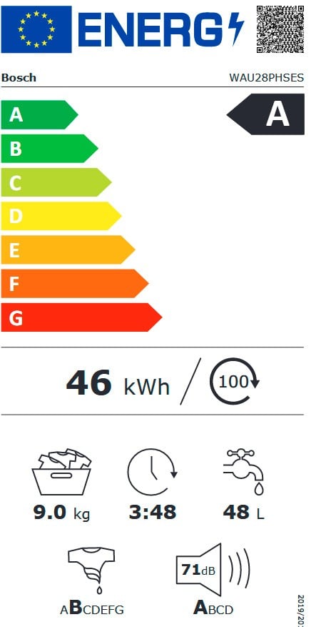 Etiqueta de Eficiencia Energética - WAU28PHSES