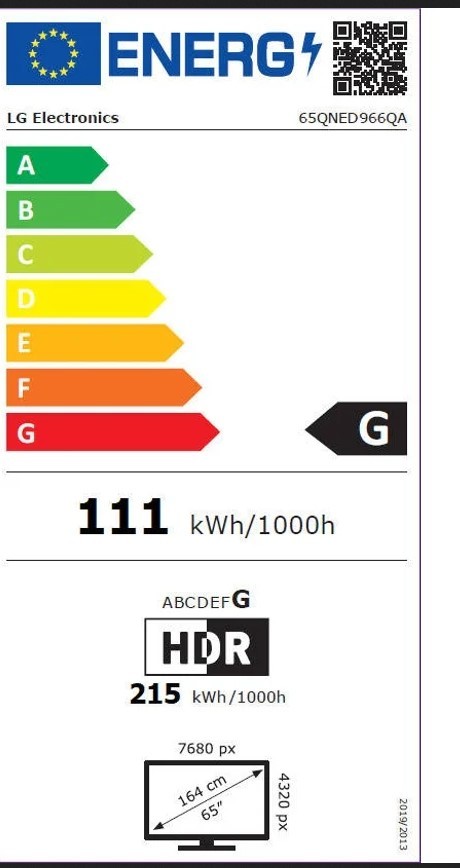 Etiqueta de Eficiencia Energética - 65QNED966QA