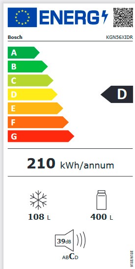 Etiqueta de Eficiencia Energética - KGN56XIDR