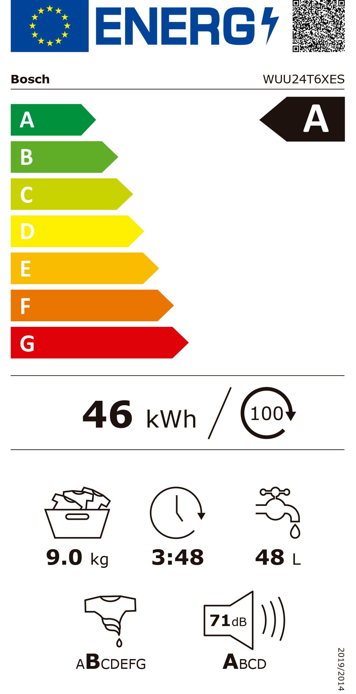 Etiqueta de Eficiencia Energética - WUU24T6XES