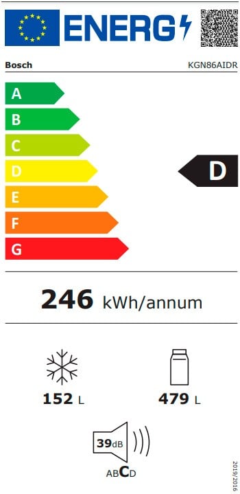 Etiqueta de Eficiencia Energética - KGN86AIDR