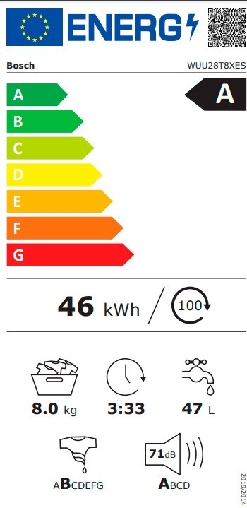 Etiqueta de Eficiencia Energética - WUU28T8XES