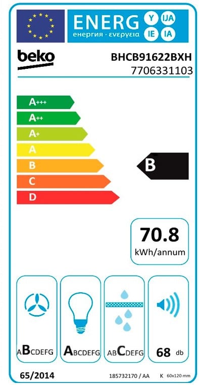 Etiqueta de Eficiencia Energética - BHCB91622BXH