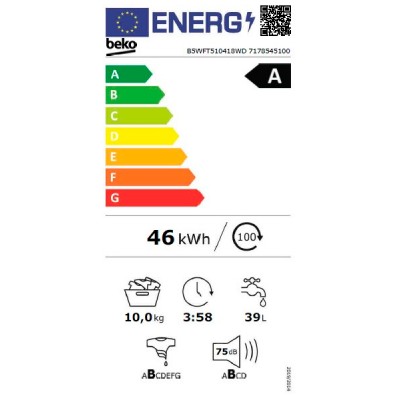 Lavadora BEKO B5WFT510418WD