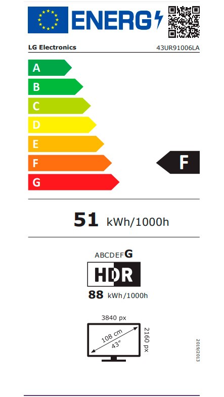 Etiqueta de Eficiencia Energética - 43UR91006LA