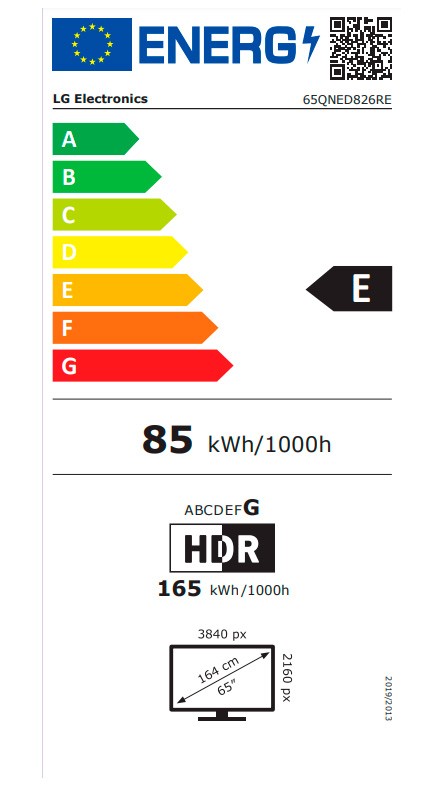 Etiqueta de Eficiencia Energética - 65QNED826RE