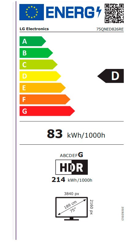 Etiqueta de Eficiencia Energética - 75QNED826RE