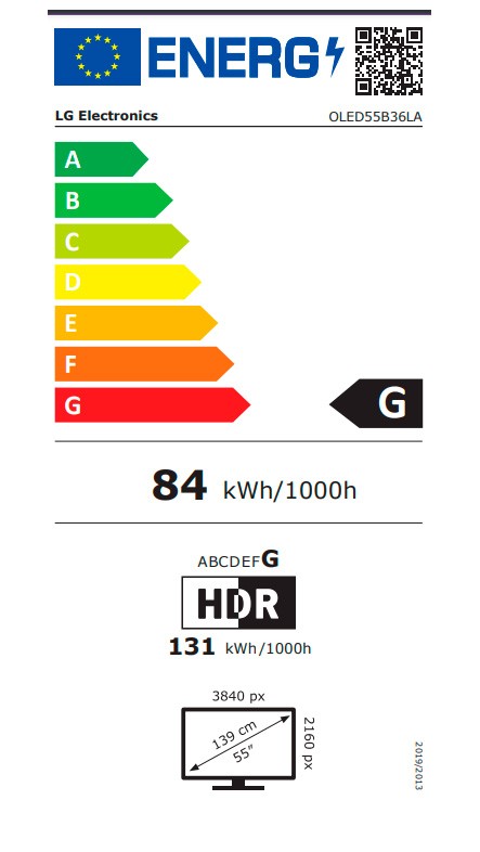 Etiqueta de Eficiencia Energética - OLED55B36LA