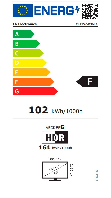 Etiqueta de Eficiencia Energética - OLED65B36LA