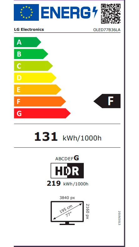Etiqueta de Eficiencia Energética - OLED77B36LA