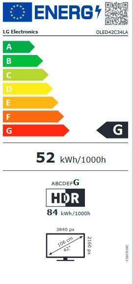 Etiqueta de Eficiencia Energética - OLED42C34LA