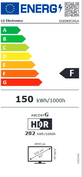 Etiqueta de Eficiencia Energética - OLED83C34LA