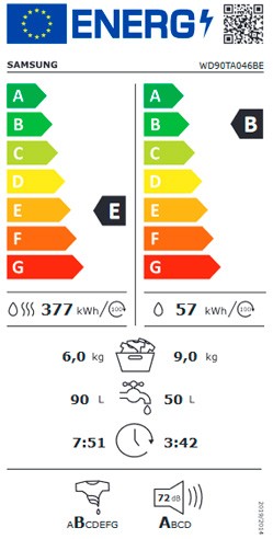 Etiqueta de Eficiencia Energética - WD90TA046BE/EC
