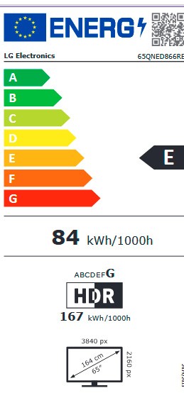 Etiqueta de Eficiencia Energética - 65QNED866RE