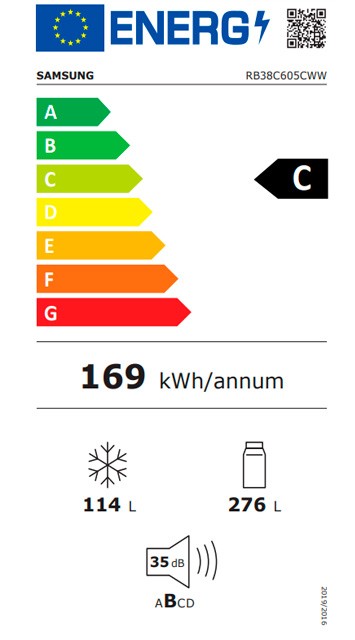 Etiqueta de Eficiencia Energética - RB38C605CWW/EF