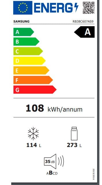 Etiqueta de Eficiencia Energética - RB38C607AS9/EF