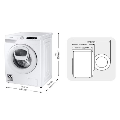Lavadora SAMSUNG WW90T554DTW/S3
