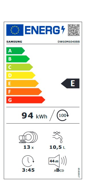 Etiqueta de Eficiencia Energética - DW60M6040BB/EO