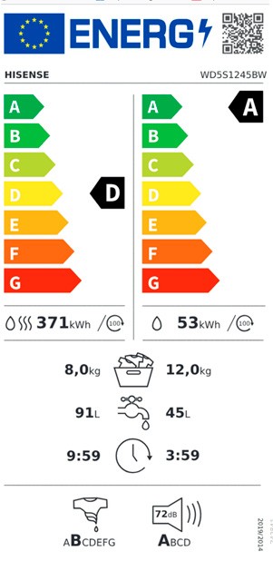 Etiqueta de Eficiencia Energética - WD5S1245BW