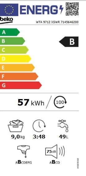 Etiqueta de Eficiencia Energética - WTA 9712 XSWR