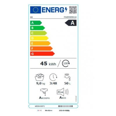 Lavadora LG F4WR5509A1W Blanco 9Kg Vapor Autodos