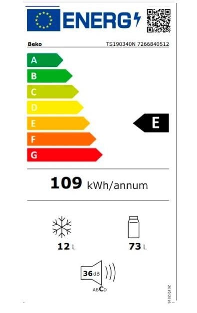 Etiqueta de Eficiencia Energética - TS190340N