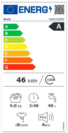 Etiqueta de Eficiencia Energética - WGG144Z0ES