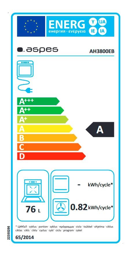 Etiqueta de Eficiencia Energética - AH3800EB