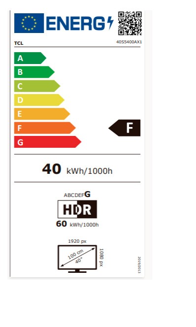 Etiqueta de Eficiencia Energética - 40S5400A