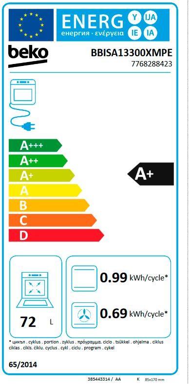 Etiqueta de Eficiencia Energética - BBISA13300XMPE