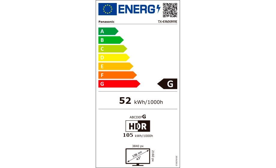 Etiqueta de Eficiencia Energética - TX-43MX800E