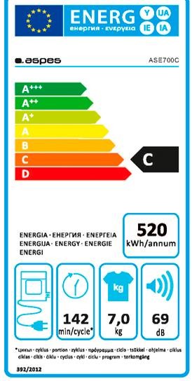 Etiqueta de Eficiencia Energética - ASE700C