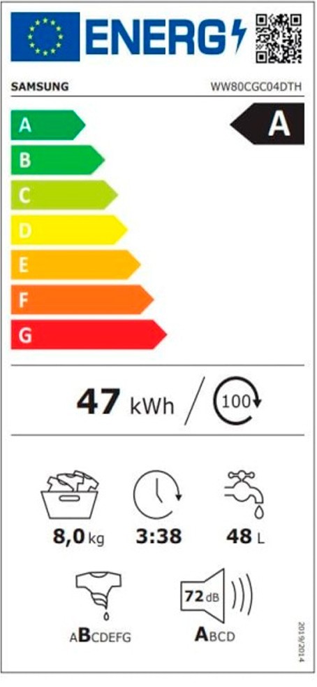 Etiqueta de Eficiencia Energética - WW80CGC04DTHEC