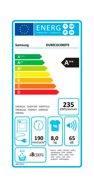 Etiqueta de Eficiencia Energética - DV80CGC0B0THEC