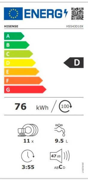 Etiqueta de Eficiencia Energética - HS543D10X