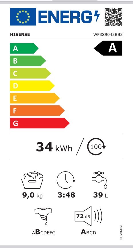 Etiqueta de Eficiencia Energética - WF3S9043BB3