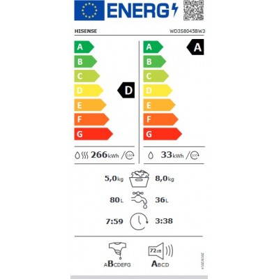 Lavasecadora Hisense WD3S8045BW3