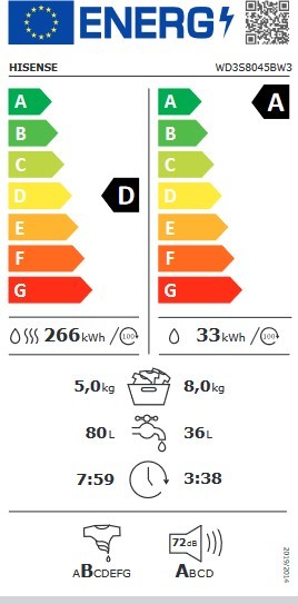 Etiqueta de Eficiencia Energética - WD3S8045BW3
