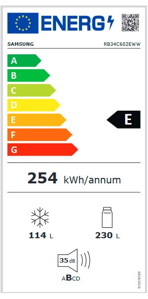 Etiqueta de Eficiencia Energética - RB34C602EWWEF