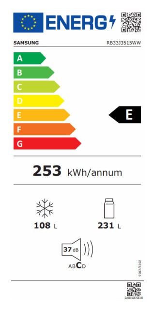 Etiqueta de Eficiencia Energética - RB33J3515WW