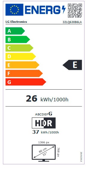 Etiqueta de Eficiencia Energética - 32LQ630B6LA