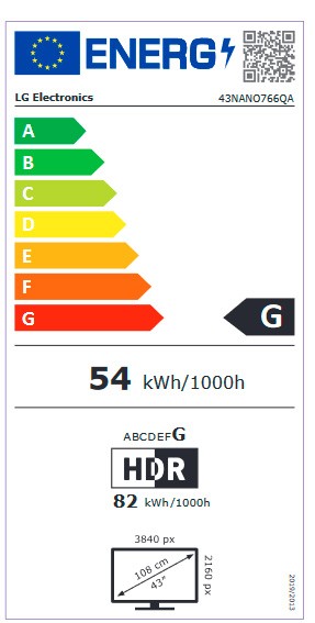 Etiqueta de Eficiencia Energética - 43NANO766QA