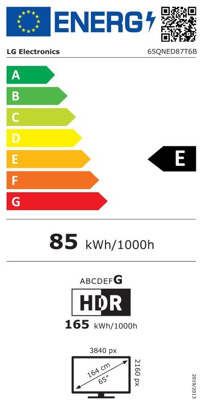 Etiqueta de Eficiencia Energética - 65QNED87T6B