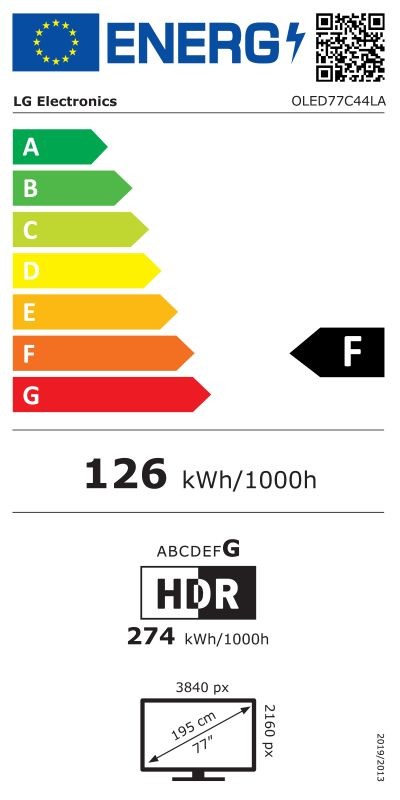 Etiqueta de Eficiencia Energética - OLED77C44LA