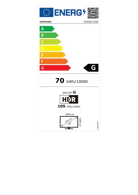 Etiqueta de Eficiencia Energética - TU50DU7105KXXC