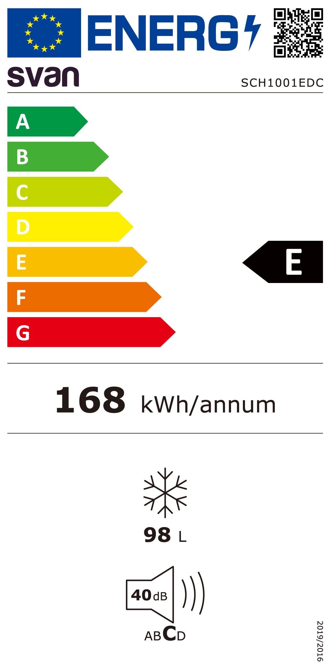 Etiqueta de Eficiencia Energética - SCH1001EDC