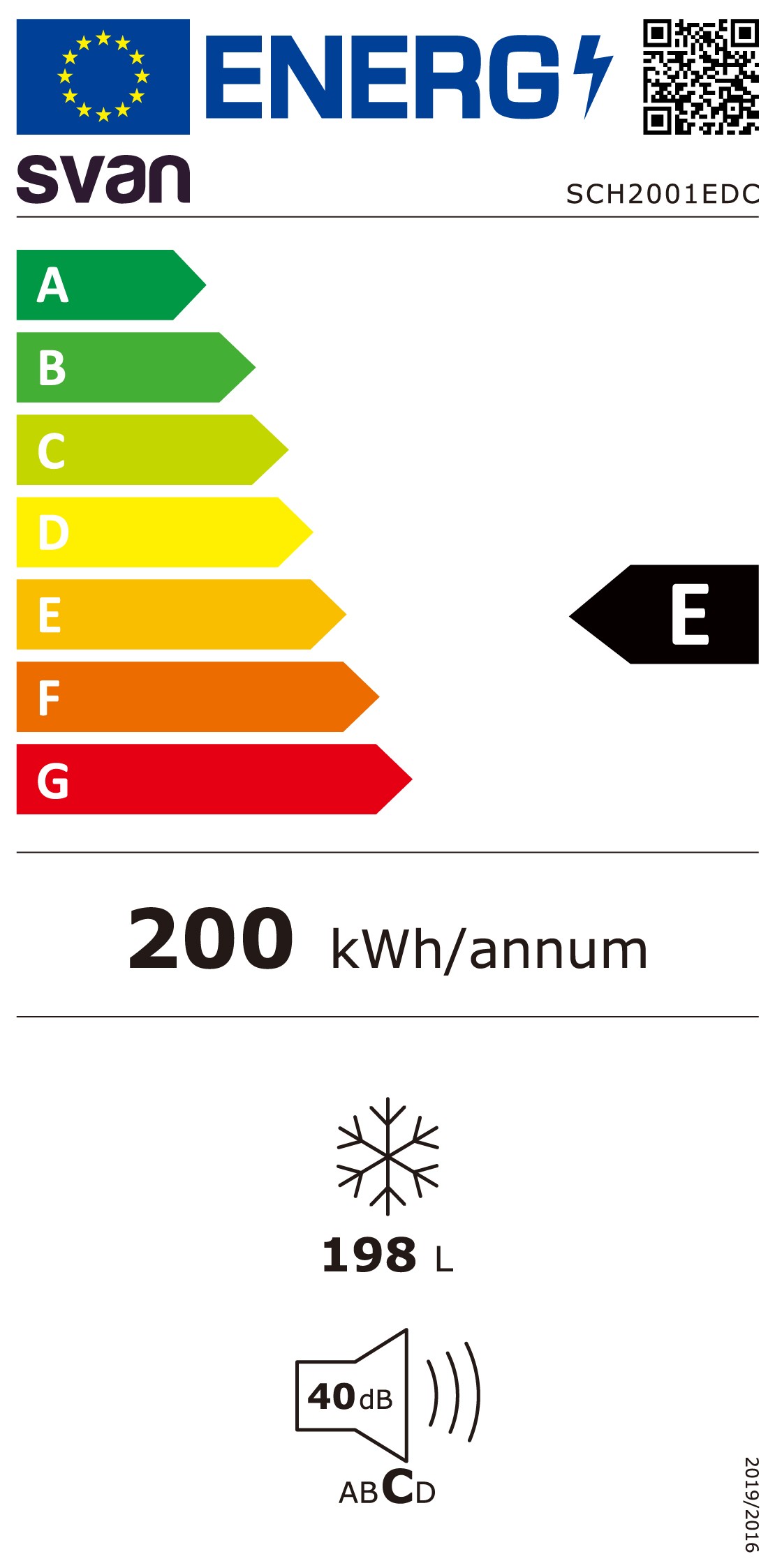 Etiqueta de Eficiencia Energética - SCH2001EDC