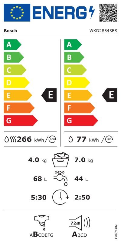 Etiqueta de Eficiencia Energética - WKD28543ES
