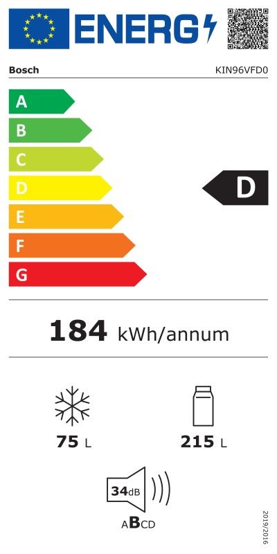 Etiqueta de Eficiencia Energética - KIN96VFD0