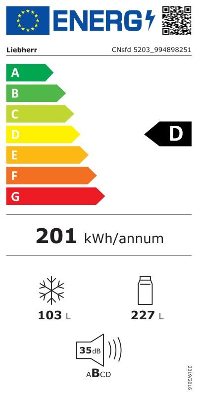 Etiqueta de Eficiencia Energética - CNsfd 5203